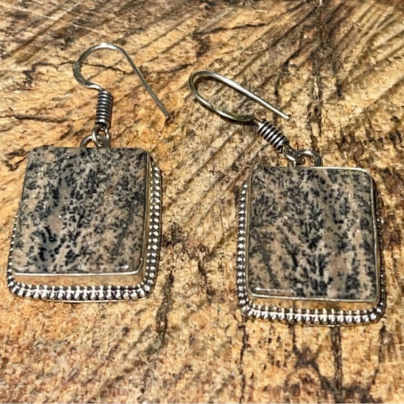 Honey Dendritic Earrings 1 7/8” - Picture 8 of 9